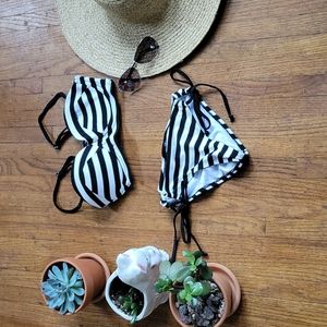 Black & White Striped Bikini XS